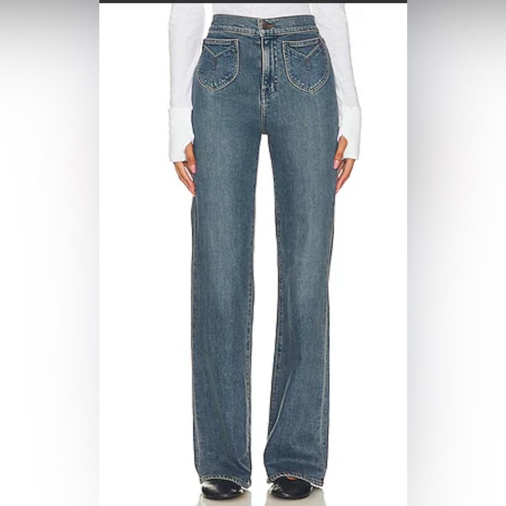 Veronica Beard Crosbie Blue Wide Leg Jeans